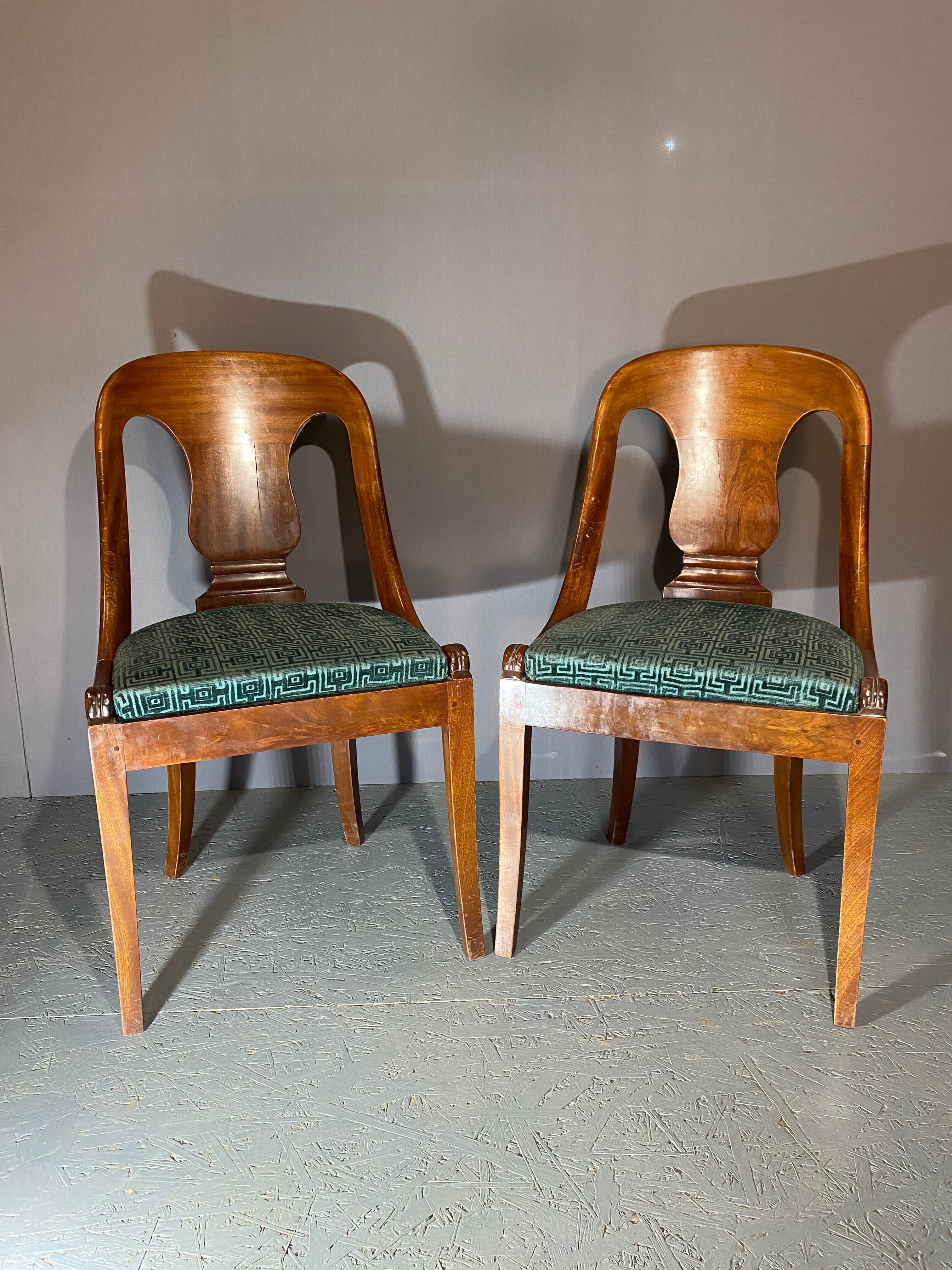 Pair of empire style gondola chair