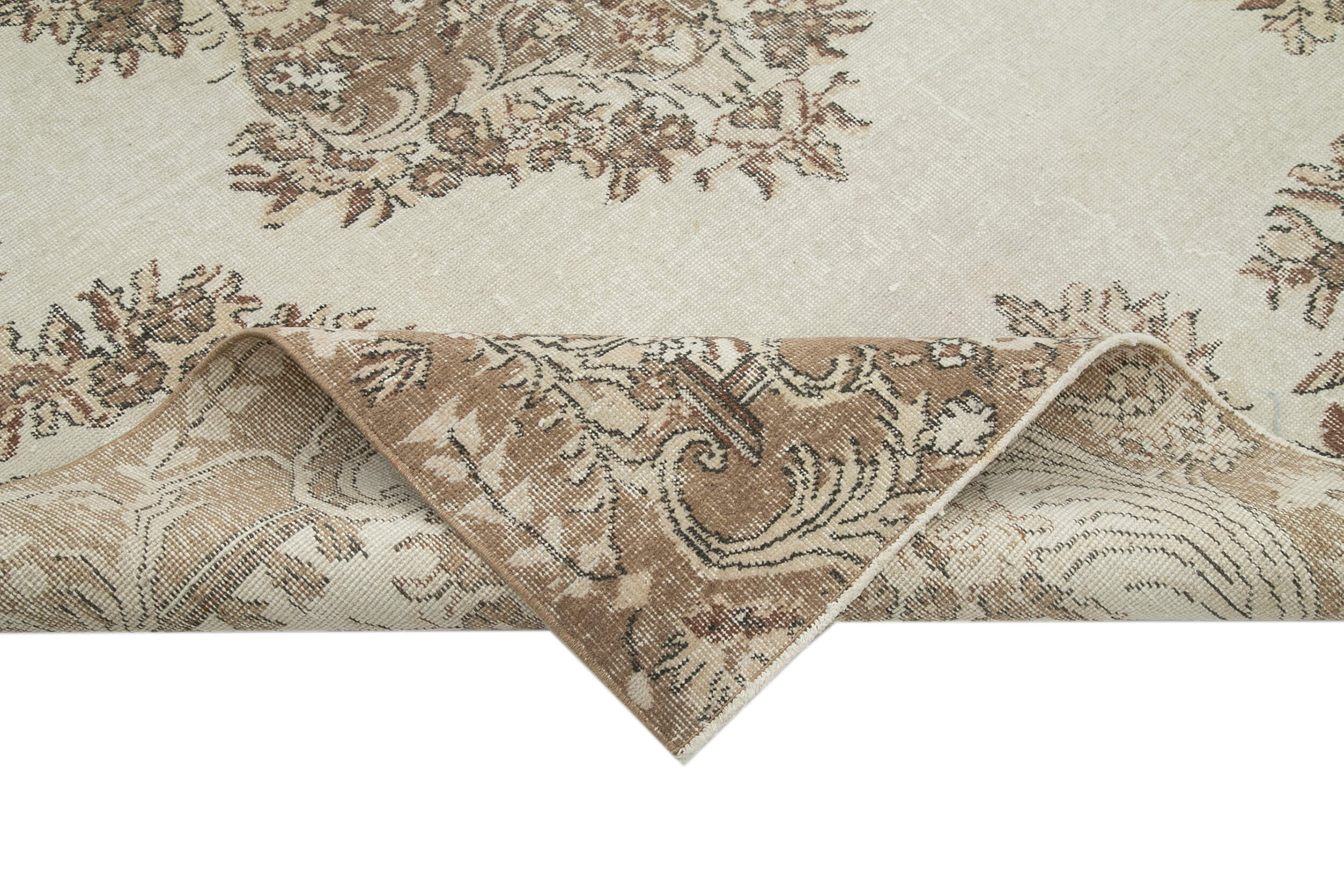 Hand-knotted rustic turkish beige carpet 196 cm x 295 cm
