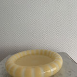 Cendrier verre rond vintage rayé jaune & blanc