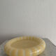 Vintage yellow-white striped round glass ashtray