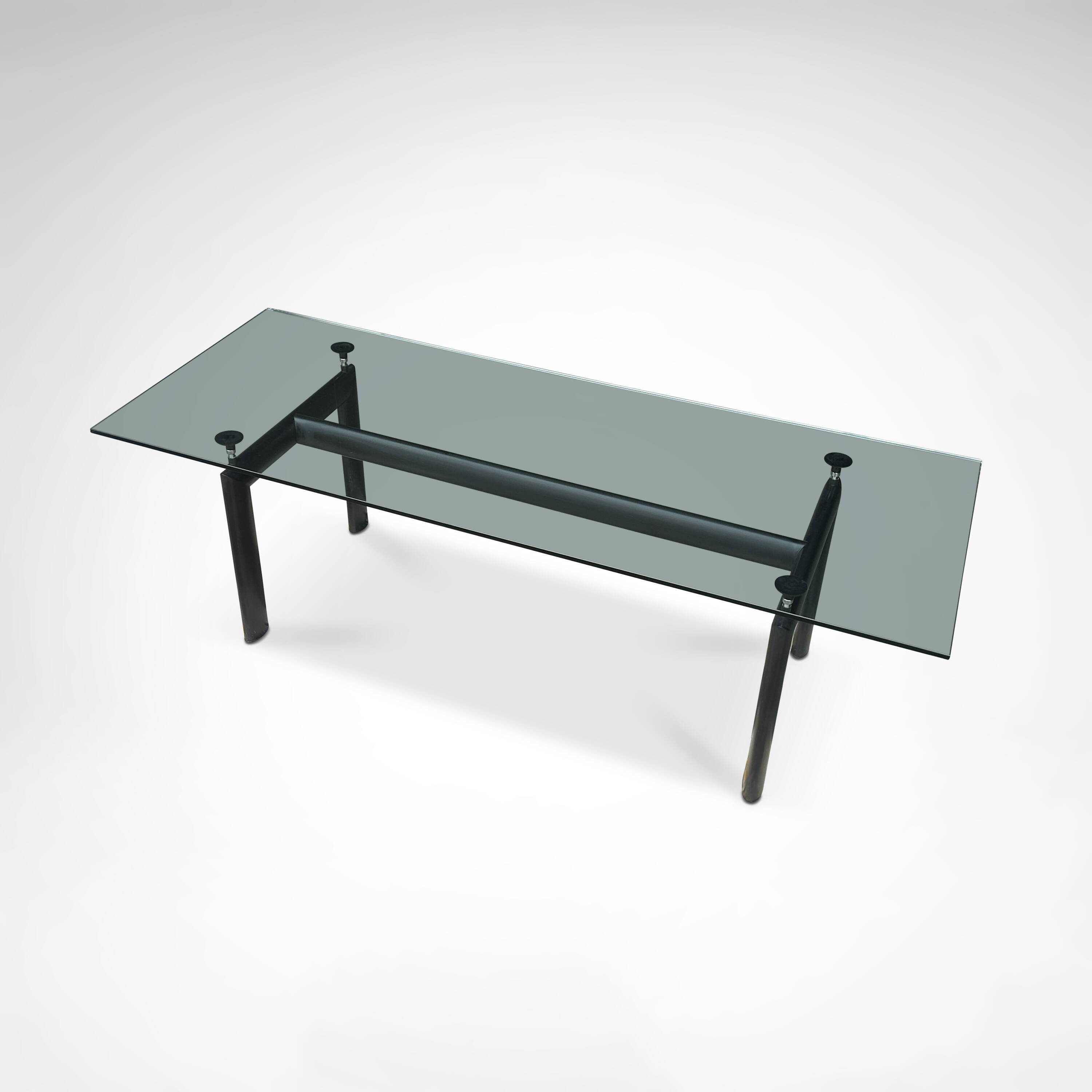 LC6 glass and metal dining table by Le Corbusier et al. for Cassina 1990s