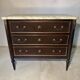 Commode with 3 drawers in Louis XVI style, marble and gilded bronze.