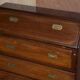 Anglo-Indian military desk in camphor wood and brass