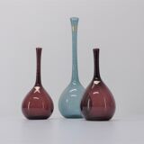 Set of 3 arthur percy scandinavian tulip vases for gullaskruf 1950