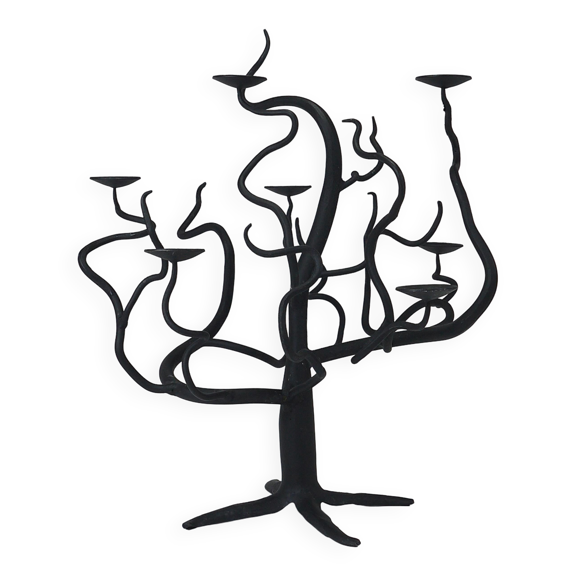Brutalist Sculptural Chandelier Tree of Life Hand-Forged, 1970s