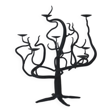 Brutalist Sculptural Chandelier Tree of Life Hand-Forged, 1970s