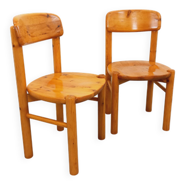 Set of 2 vintage Scandinavian chairs by Rainer Daumiller in pine from the 1960s.