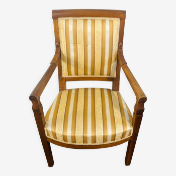 Directoire armchair in gold beech and white tapestry France 19th