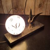 Art deco lamp marble and metal