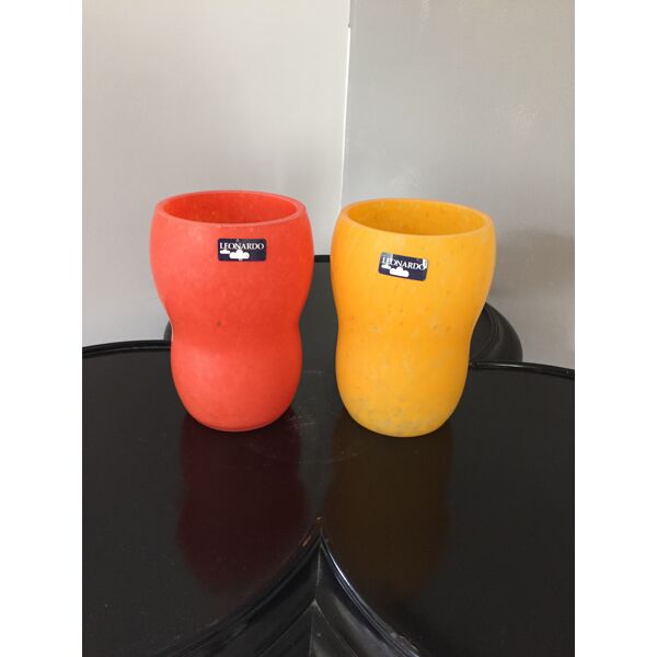 Series of two vases Leonardo orange and yellow | Selency