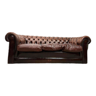 Canapé chesterfield en cuir vintage