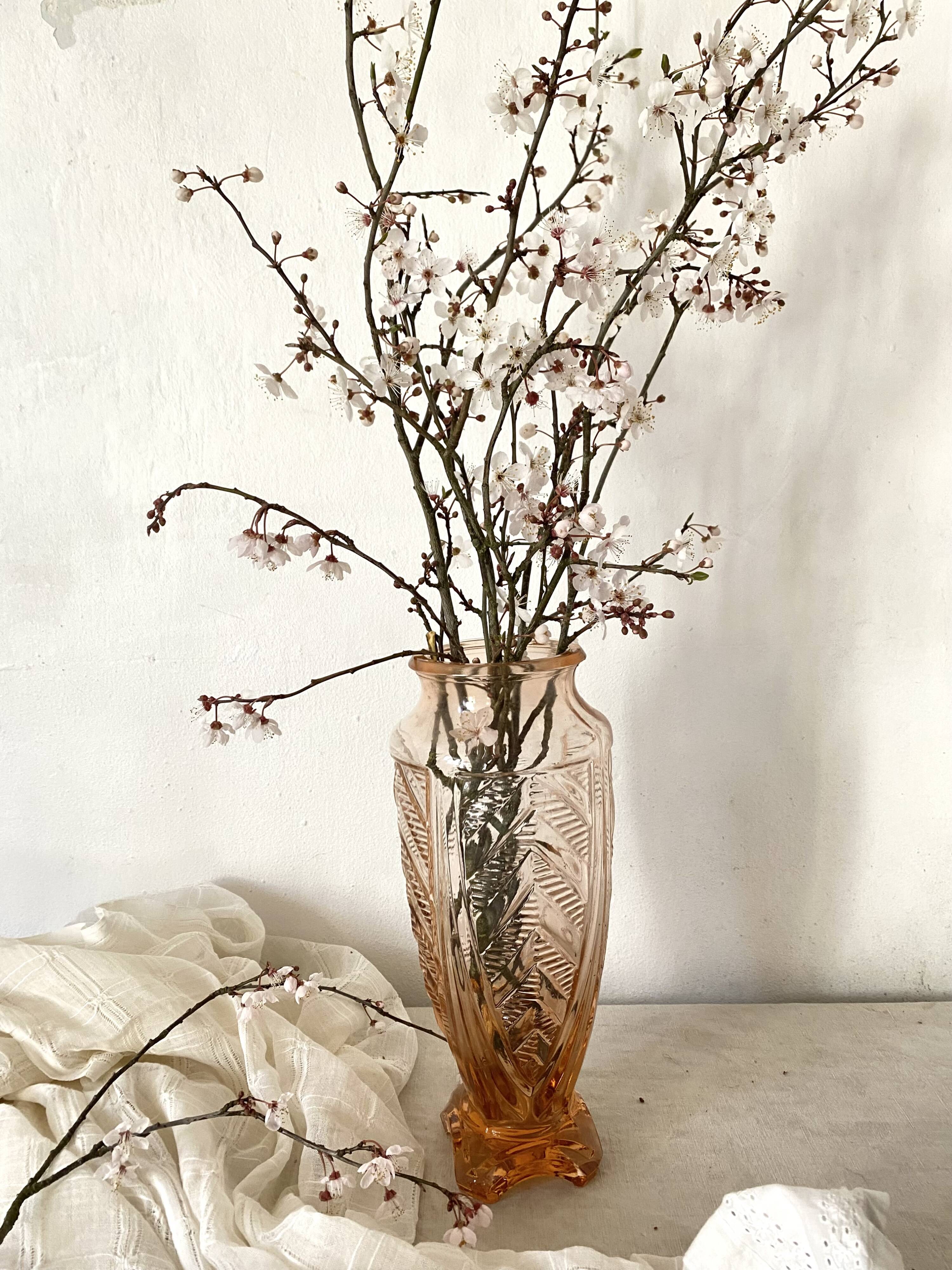 Tall pink art deco vase