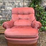 Pair of pink velvet toad armchairs, 1970s