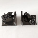 Black ceramic bookends horses
