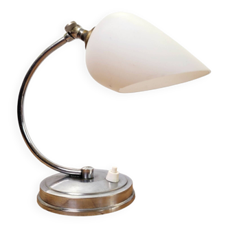 Lampe Art déco 1930 chrome et opaline