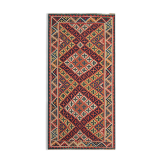 Persian kilim rug, handmade oriental flat, woven rug 147x300cm