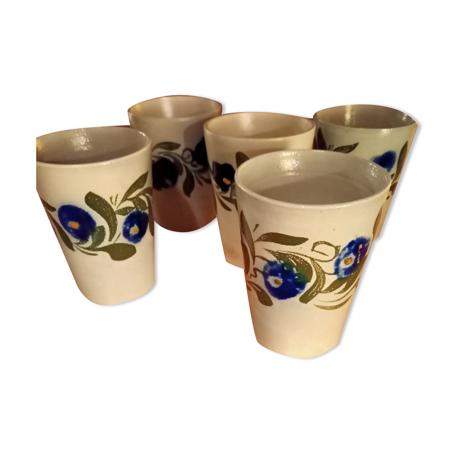 Set of five sandstone mugs