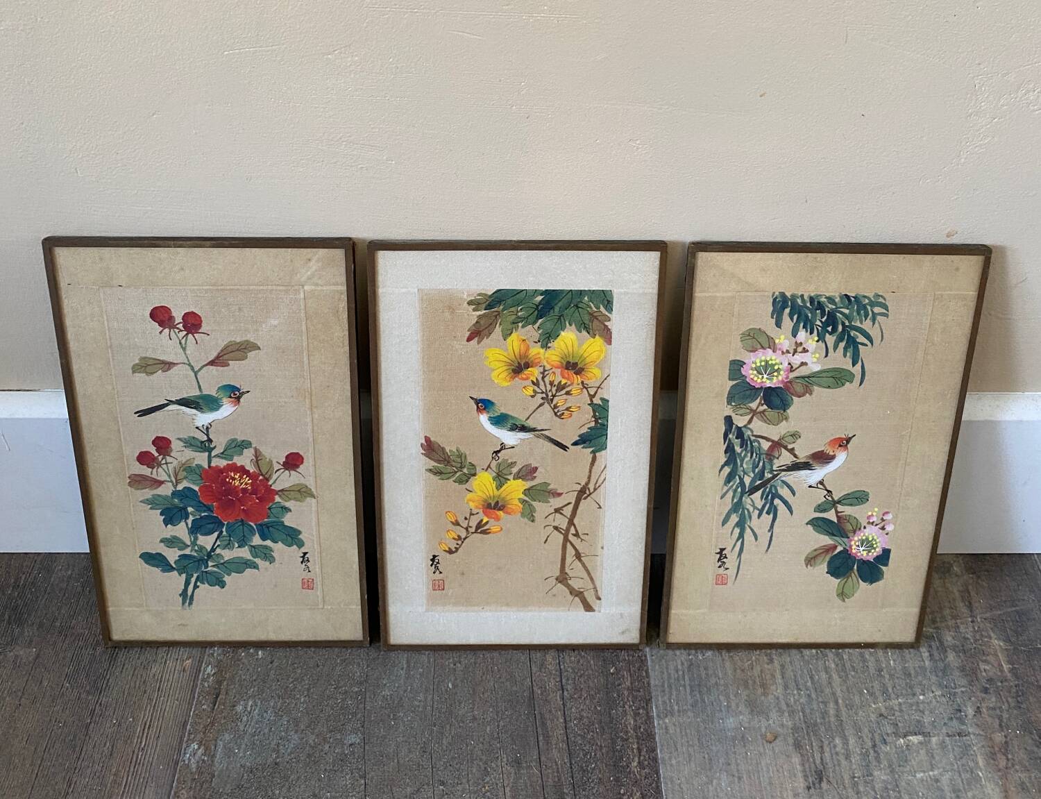 Trio of Japanese ornithological plates