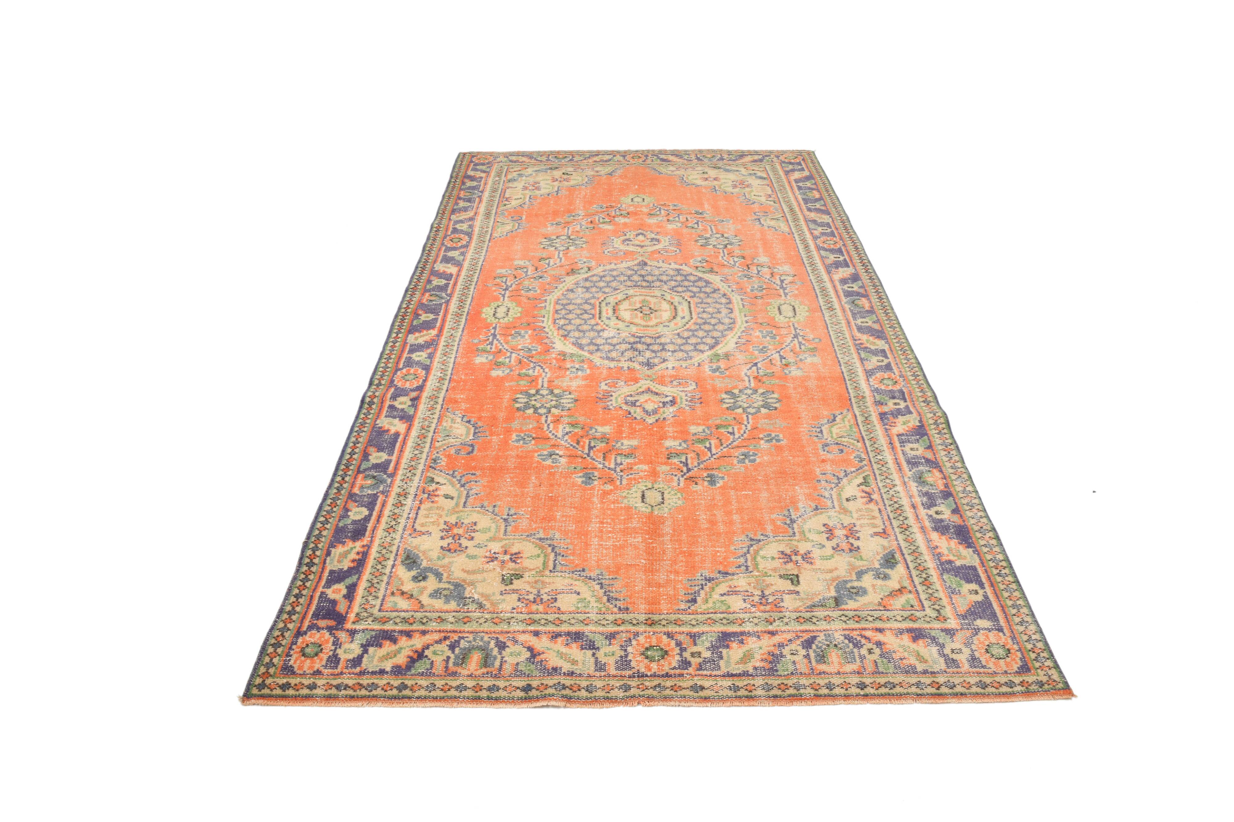 6x10 Faded Orange Classic Pattern Vintage Rug, 177x312 Cm