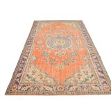 6x10 Faded Orange Classic Pattern Vintage Rug, 177x312 Cm