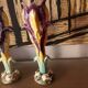 Pair of art nouveau slip vases, soliflore, iris