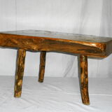 Brutalist table in solid chêne of the 70s