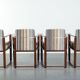 Set of 4 Art Deco design dining chairs with luxurious fabric upholstery