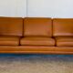 Vintage Danish mid-century Morgans Hansen cognac 3-seater sofa