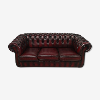 Sofa chesterfield mahogany leather three seats