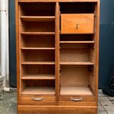 Antique oak tambour door filing cabinet, H120
