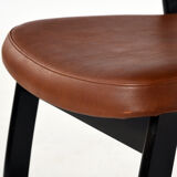 Set of 4 vintage wood and skai sled chairs