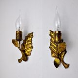 Paire d'appliques "feuilles", italie, 1970