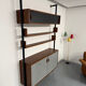 Wall shelf in wood, suspended furniture, French design from the 60s, vintage.