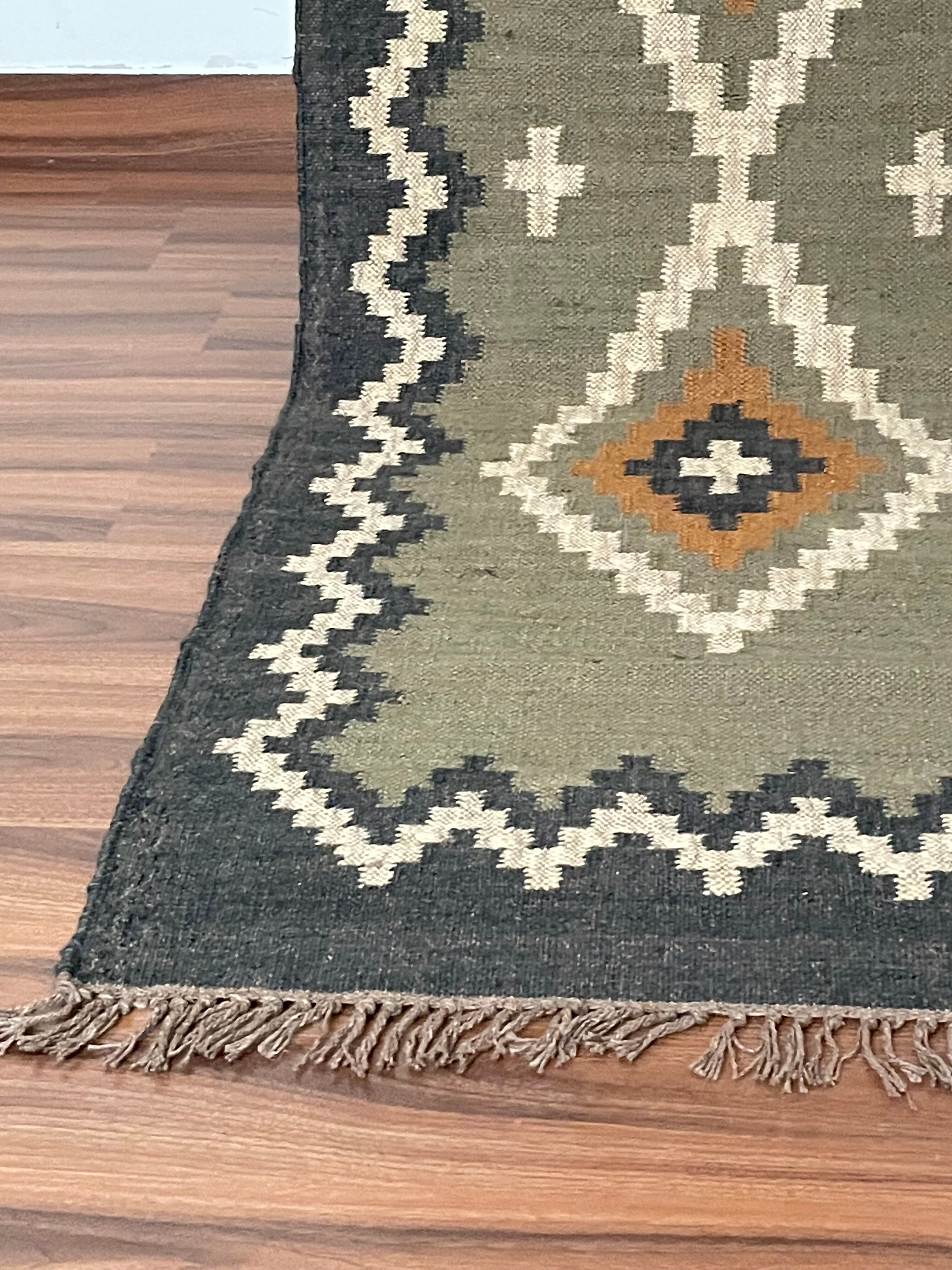 Jute handwoven kilim runner dhurrie rug, 90 x 240 cm handmade