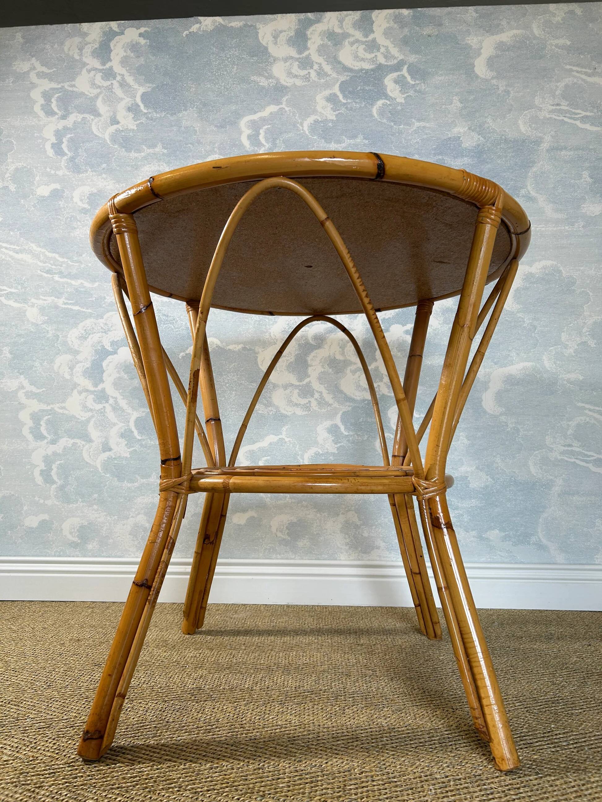 Bamboo and wicker table in the style of Dal Vera / Franco Albini, Italy, 1960s.