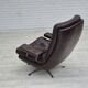 Chaise pivotante danoise des années 1970, état d'origine, cuir d'ameublement marron.