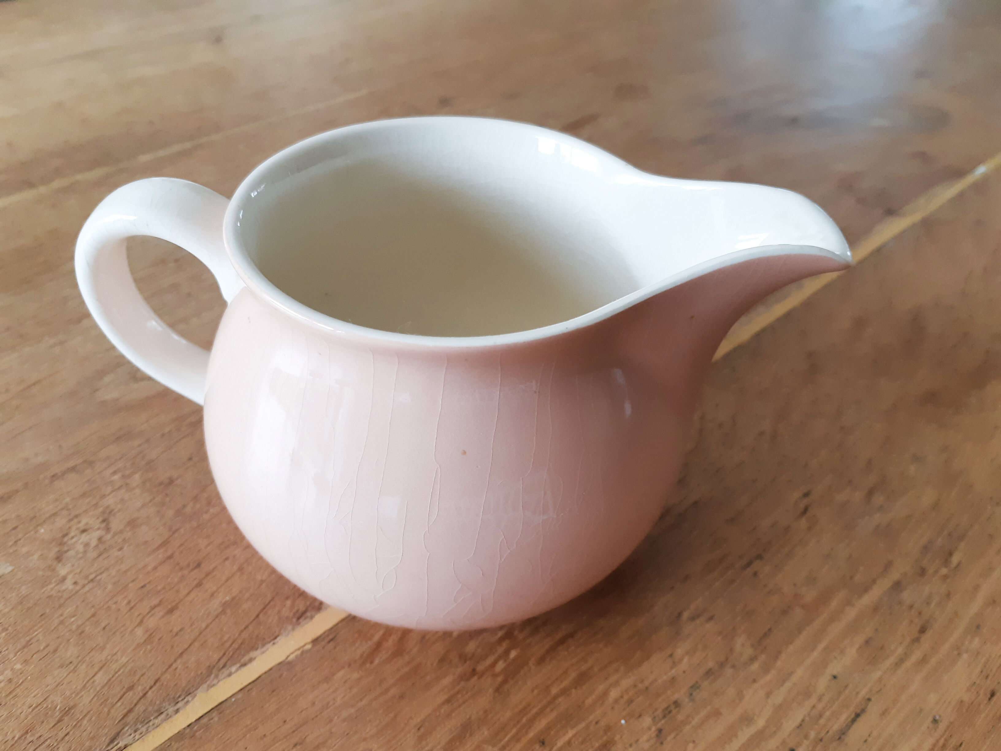 Pink and white creamer , Villeroy and Boch , milk jug , vintage French