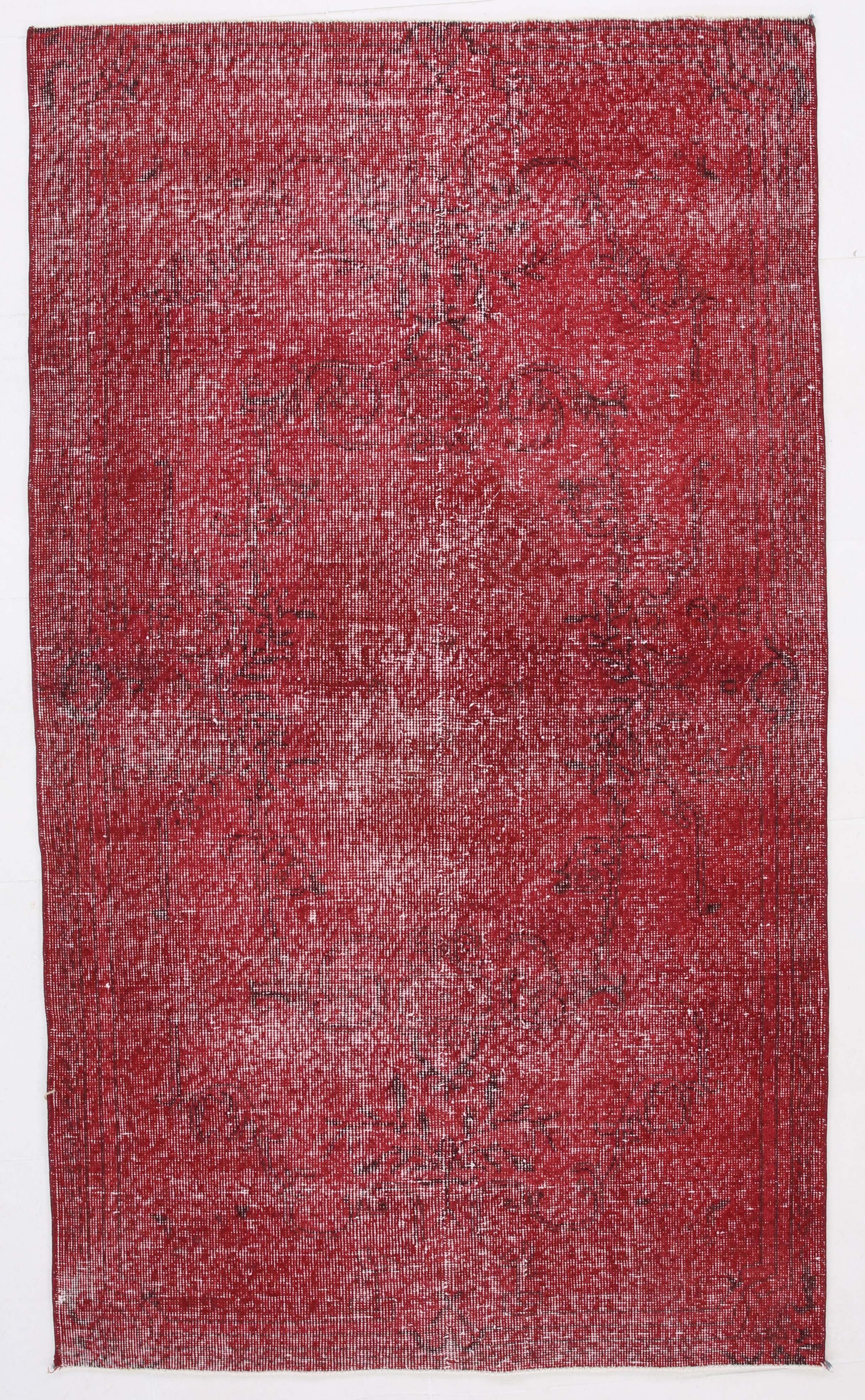 Tapis rouge affligé vintage 195x113cm