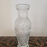 Vintage chiseled transparent glass vase