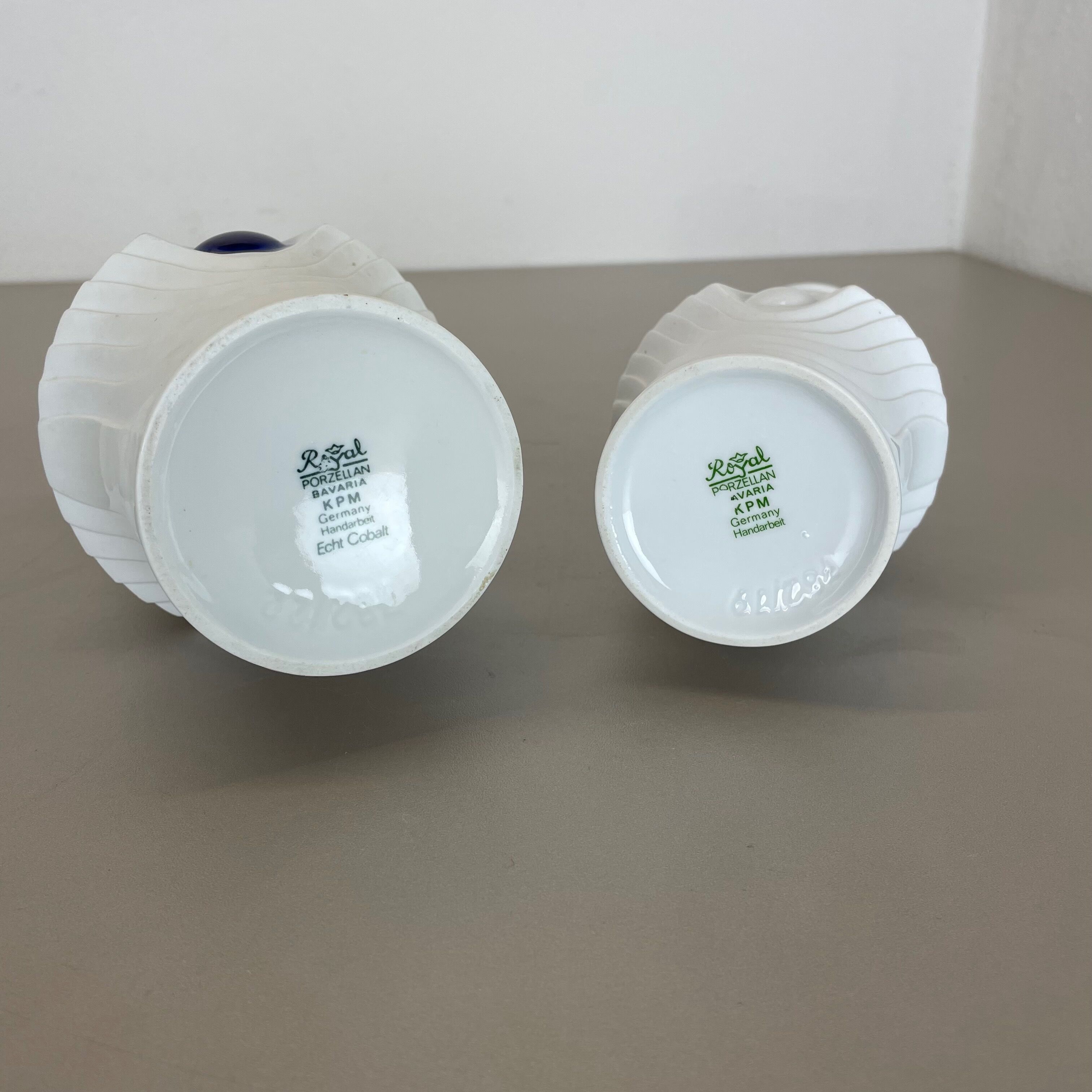 Set of 2 Original Porcelain Op Art Vase Made by Royal Bavaria KPM Germany, 1970s