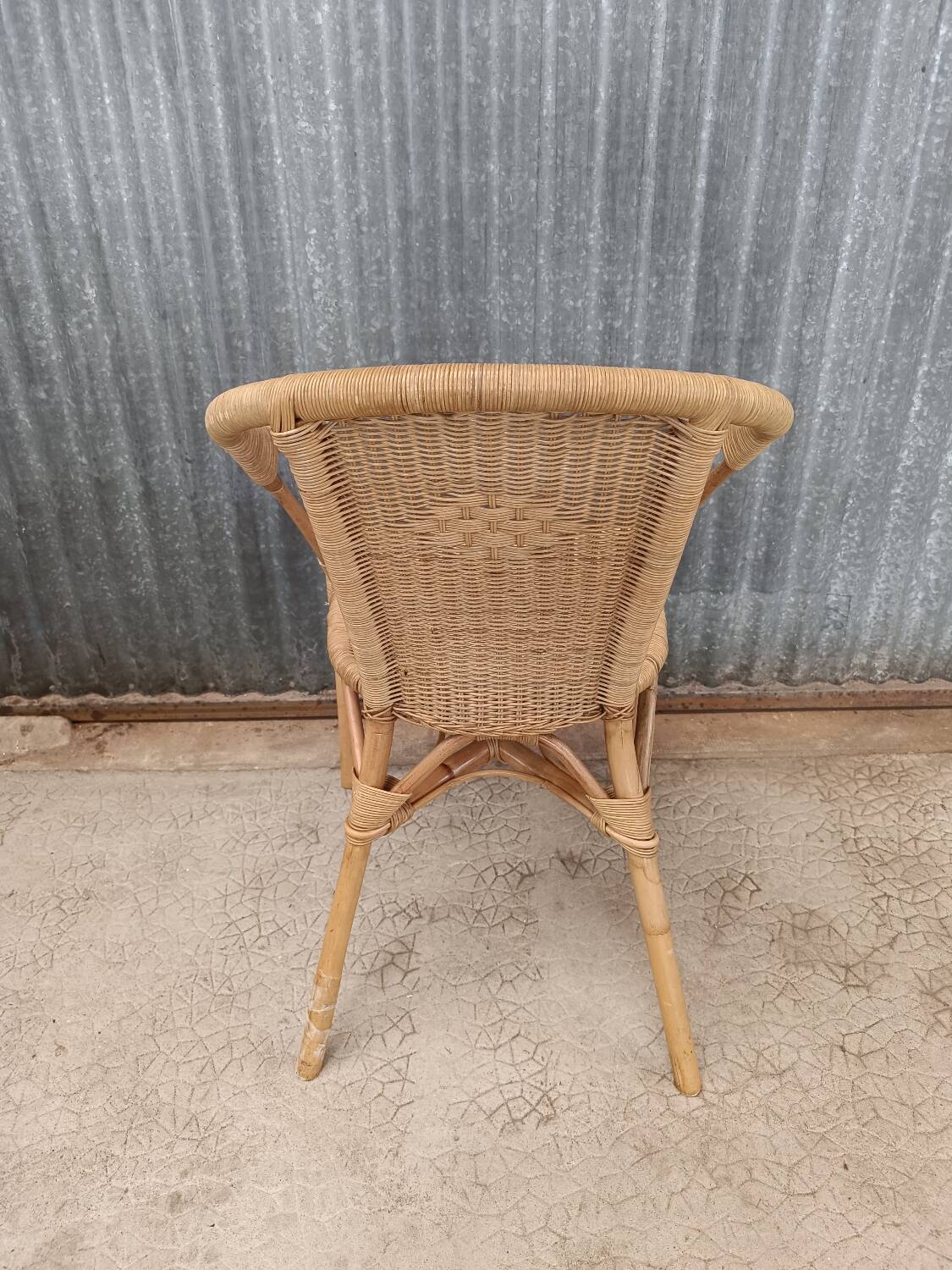 Vintage rattan wicker adult armchair