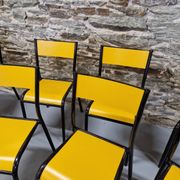 Lot de 8 chaises jaunes mullca 510