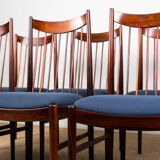 Series of 6 Danish chairs in Rio palissandre by Arne Vodder for Sibast 1960.