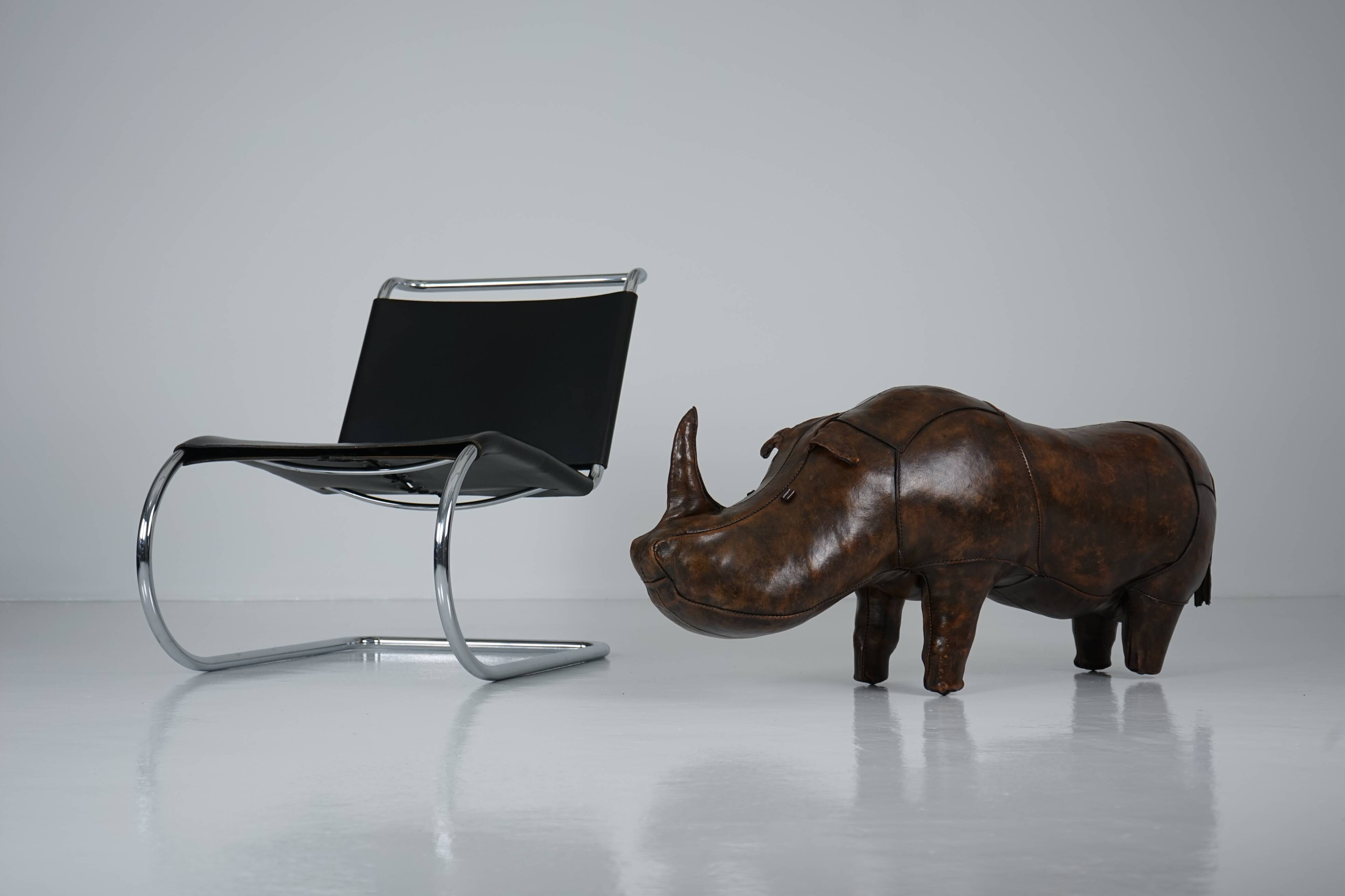 XL Rhinoceros Leather Footstool by Dimitri Omersa