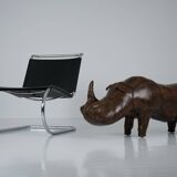 XL Rhinoceros Leather Footstool by Dimitri Omersa