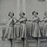Black and white photography, dance group, girls, 1940s