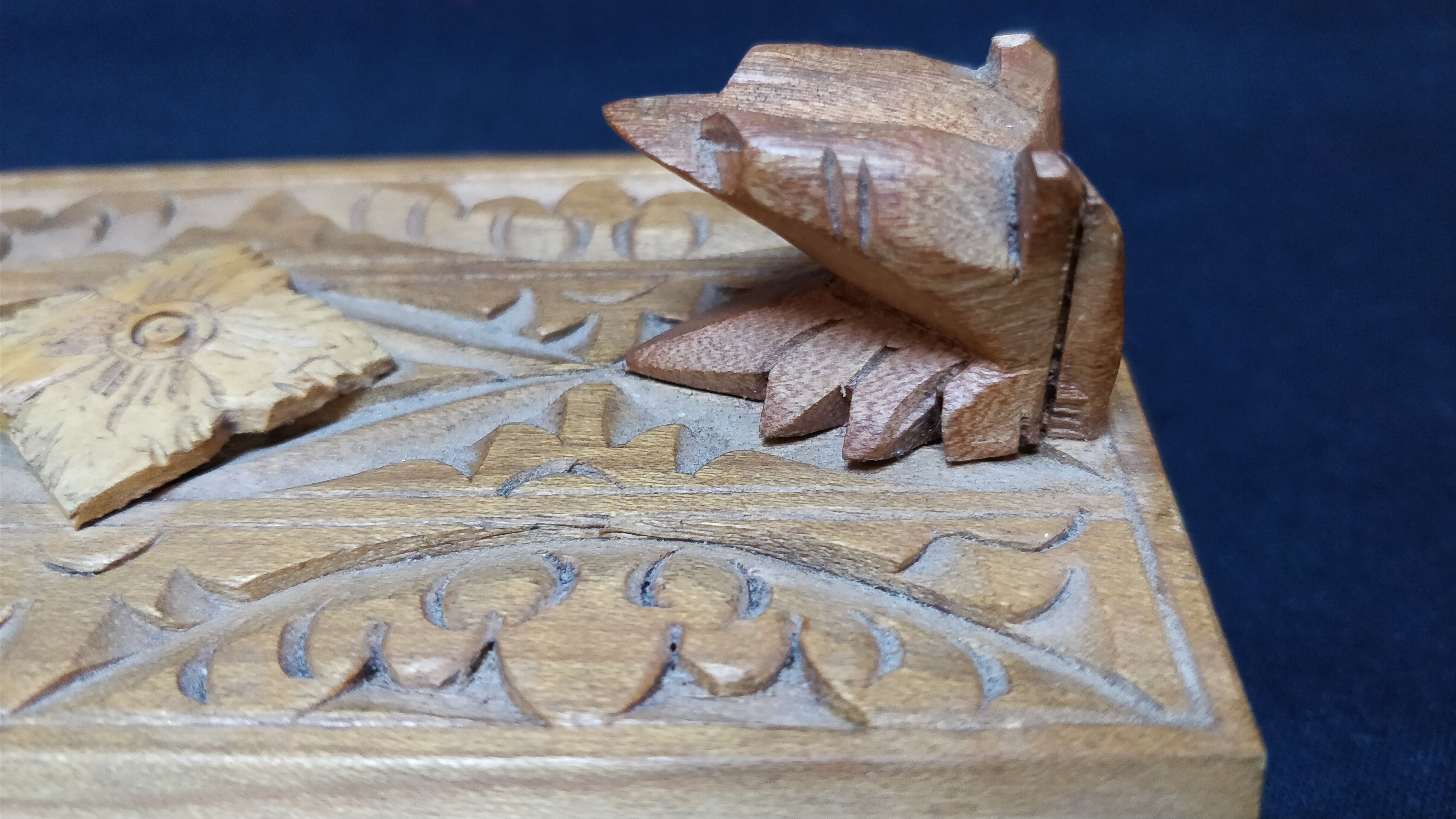 Carved wooden box