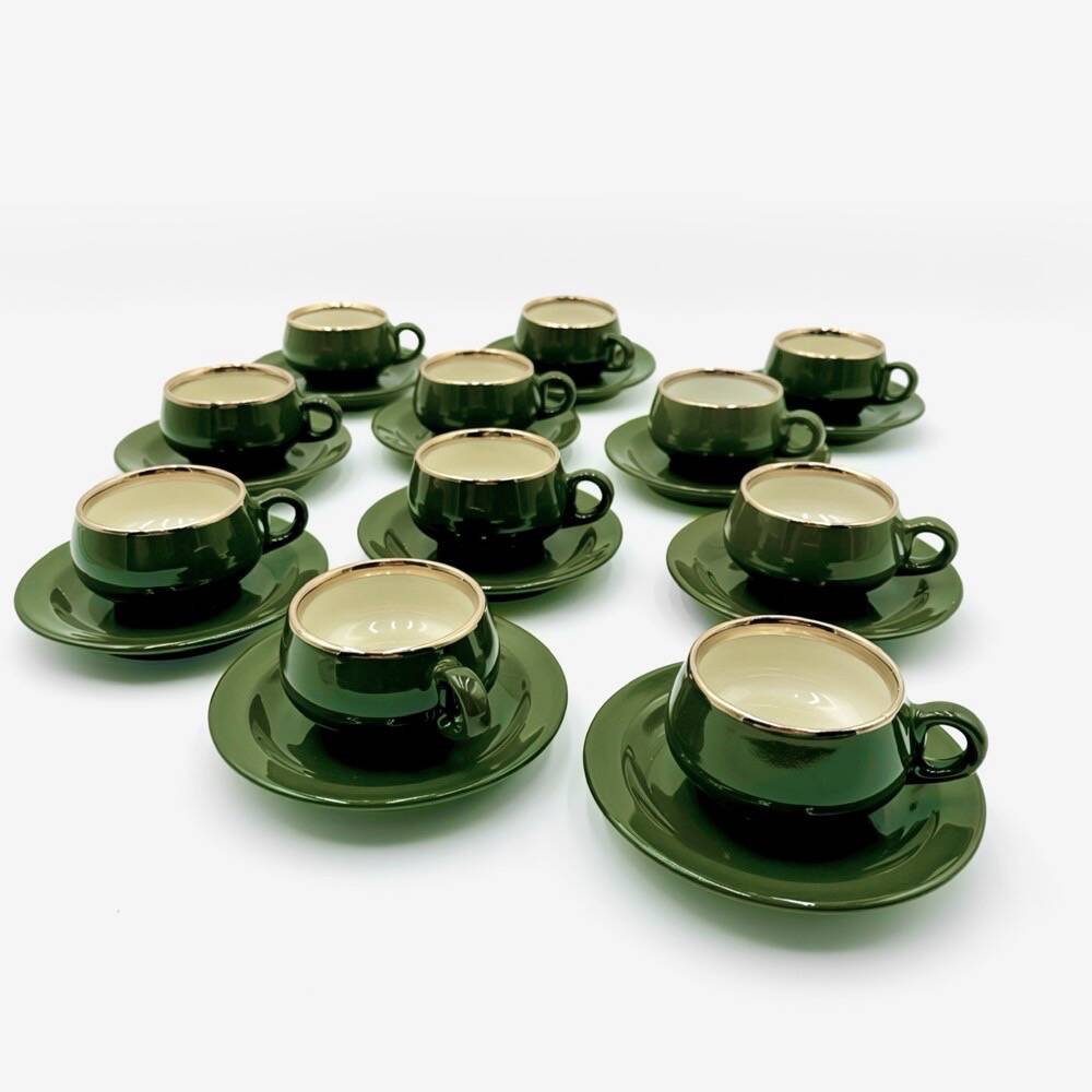 Tasses à expresso vert empire filet or Helvetia express