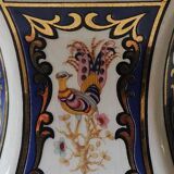 Hexagonal Chinese Vase. Imari style. Peacock/peacock and floral patterns. High 36 cm