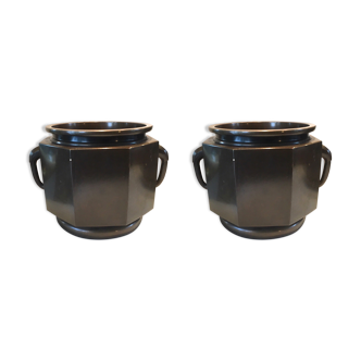 Pair of bronze Hibachi Japan early 20th century